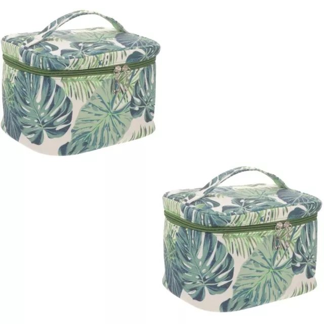 2pcs Makeup Pouch Travel Makeup Bag Monstera Leaf Pattern Cosmetic Bag Toiletry