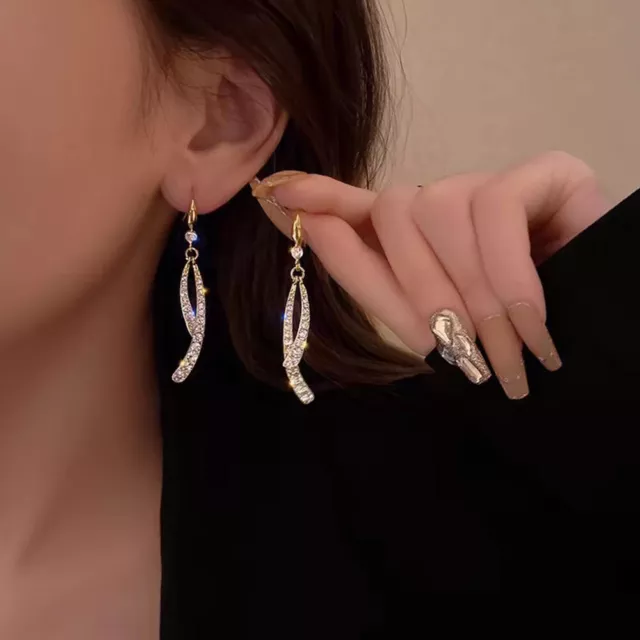 Boucles D'oreilles Huggie En Cristal Étincelant Et Argent Bijoux Cadeaux #