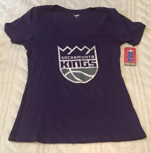 Sacramento Kings Womens V Neck Shirt Short Sleeve 100% Cotton Purple NBA NWT