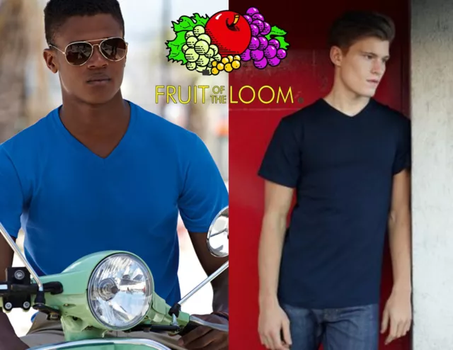 STOCK pezzi 15 FRUIT OF THE LOOM maglietta t-shirt COLLO V manica corta