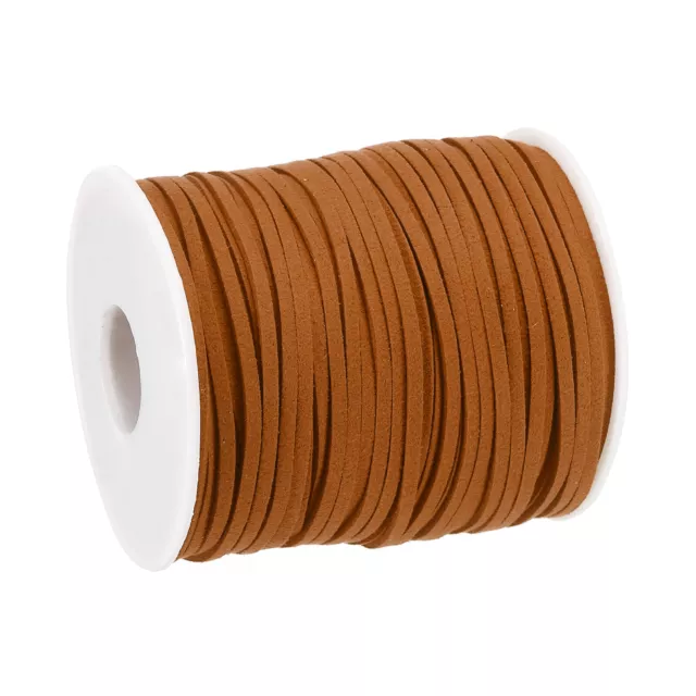 49.21 Yard 2.6mm Flat Leather Cord Suede String for DIY Crafts Light Brown 1Roll