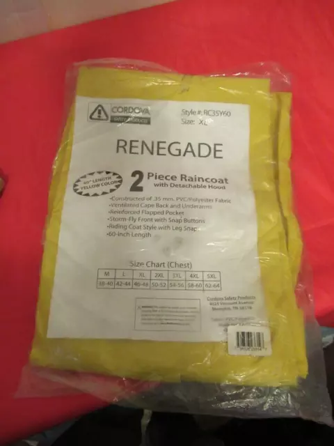 Renegade 2 piece Raincoat with detachable Hood size  XL Cordova Safety Products