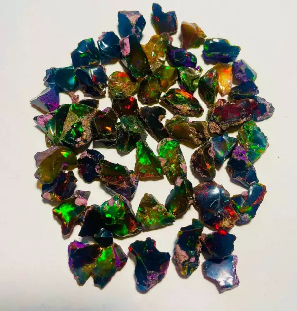 Natural Amazing Quality Ethiopian Black Opal Rough Loose Gemstone Lot