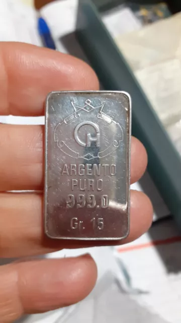 Lingotto  Argento Puro  0.999   15 Grammi