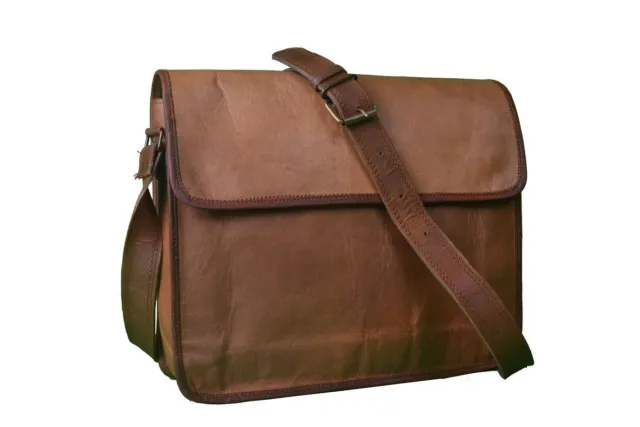 Unisex Real Vintage Leather Messenger Work Business Laptop Briefcase Satchel Bag