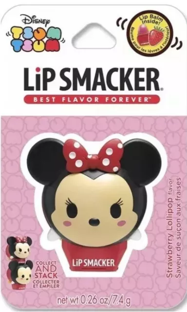 ⚡LIP SMACKER Disney Tsum Tsum Lip Balm Minnie Mouse Strawberry Lollipop 0.26 oz.