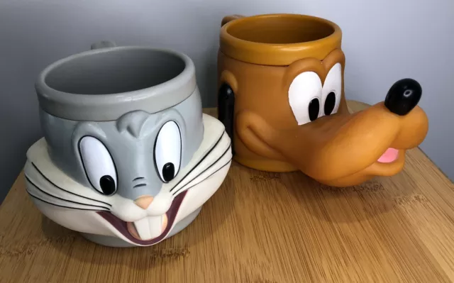 VINTAGE 1990S SET of Looney Tunes 3D Mugs 5 X Collectable Cups
