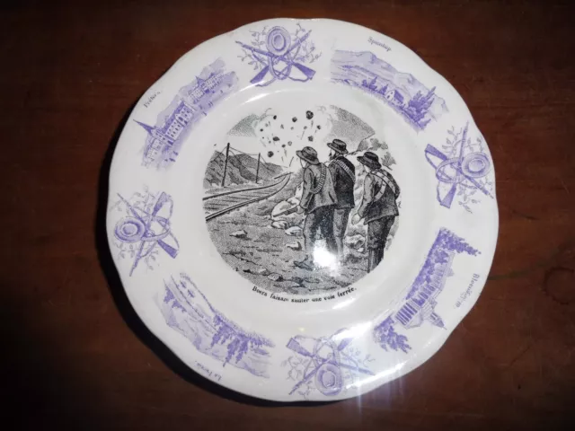 Assiette Sarreguemines 1900 Guerre des Boers Afrikaner - Voie ferrée explose