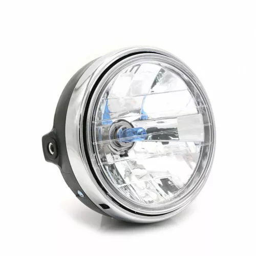 Motorcycle 12V Round Black 7'' Head Light Halogen Headlight Lamp For Honda CB400