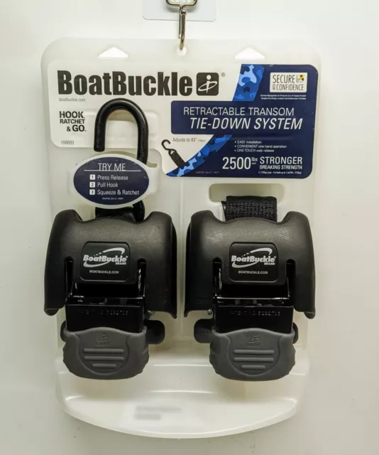 BoatBuckle F08893 Retractable Transom Tie-Down - 2" Web (Pair)