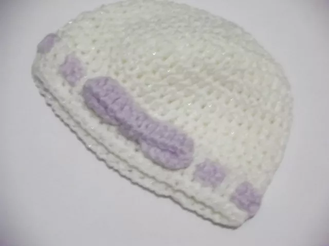 Baby beanie hat cream hand crochet 0- 3months