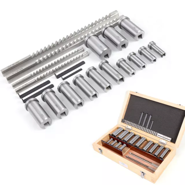 Keyway Broach Kit Collared Bushing Shim Set Metric Size CNC Tools with Box 22pcs
