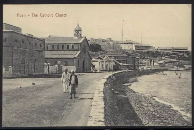 Yemen-Aden 1915 Vintage Photo Card Of The Catholic Church In Aden Excellent Cond