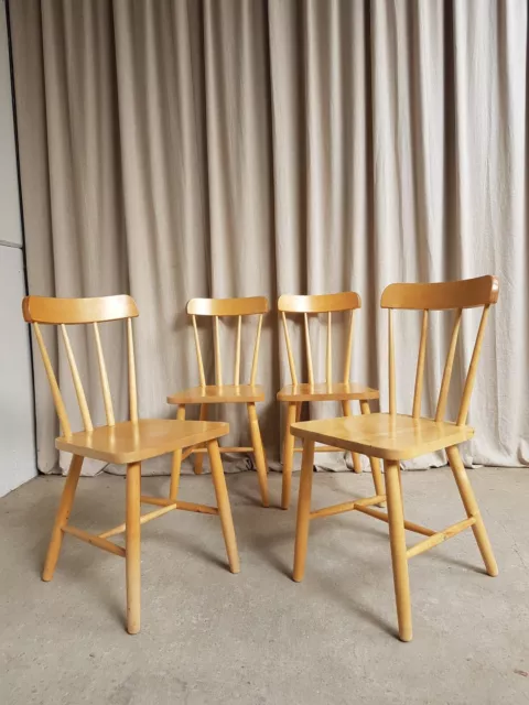 Vtg Late Mid Century 90s Ikea Olle Set Of 4 Dining Chairs Scandi Retro R434