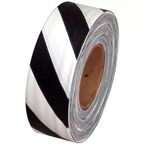 Black and White Safety Striped Flagging Tape 1 3/16" x 300 ft Roll Non-Adhesive