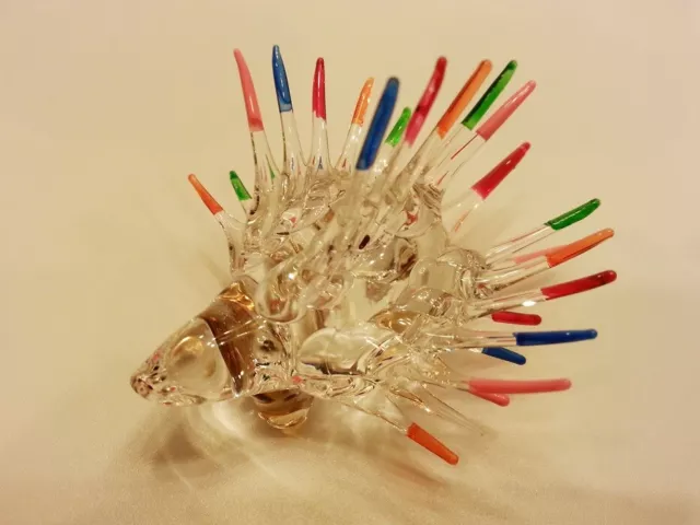 ฺPorcupine Figurine Art Animal Hand Blown Glass Mini Collectible Home Decor Gift