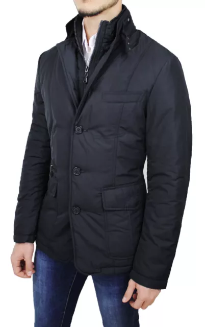 Giubbotto Piumino Uomo Sartoriale Nero Casual Elegante Giacca Invernale