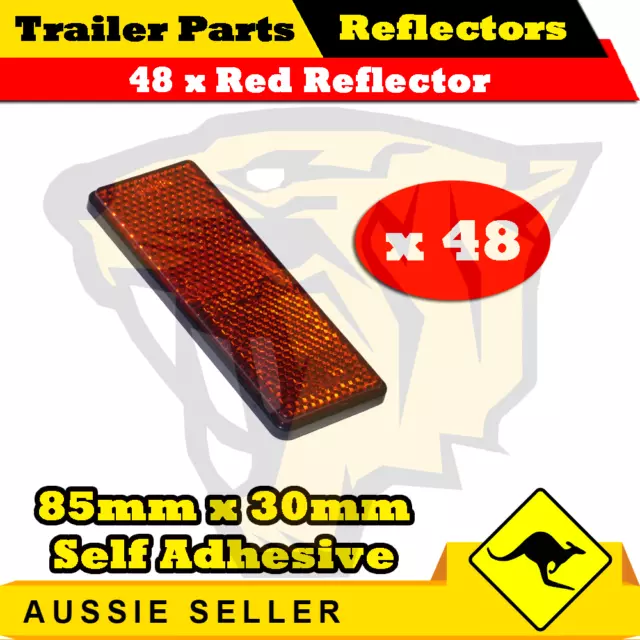 48 x Red 85mm x 30mm Self Adhesive Reflectors-Superior Trailers