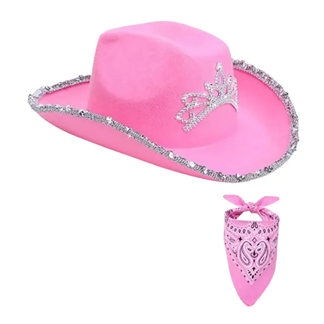Western Cowboy Cowgirl Hat Sequin Props Party Favors Holiday Fancy Dress Neat