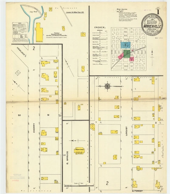 Marienville PA maps 1904.1909 Sanborn Fire insurance maps CD disk