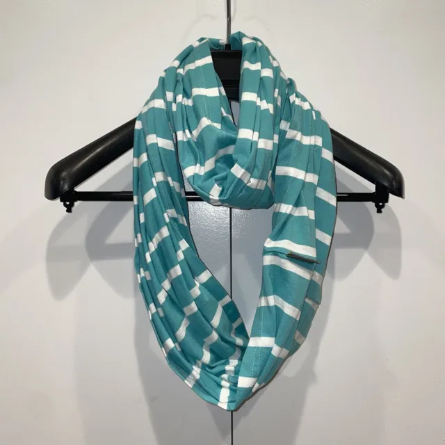Itzy ritzy nursing cover infinity scarf breastfeeding cover Teal & White Stripes