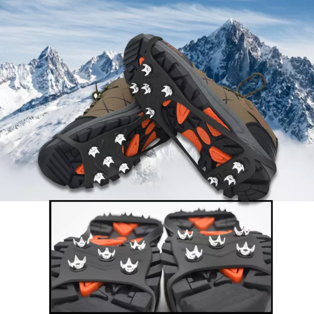 Full Size Crampons Ice Cleats Traction Snow Grips for Men Boots Shoes w/8 SPikes
