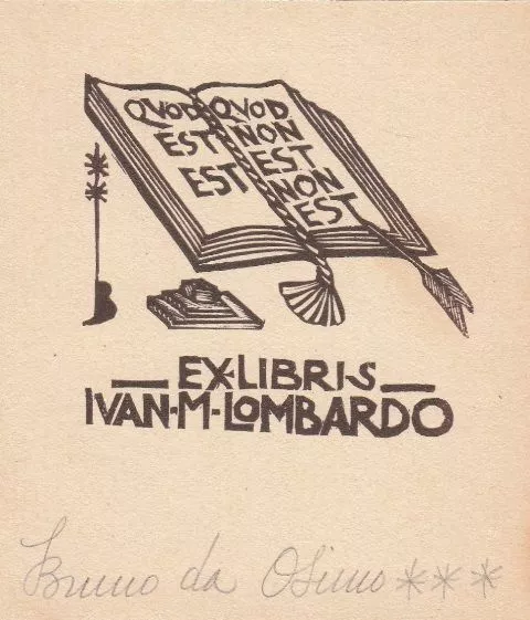 Exlibris Bookplate Hochdruck Bruno da Osimo 1888-1962 Buch