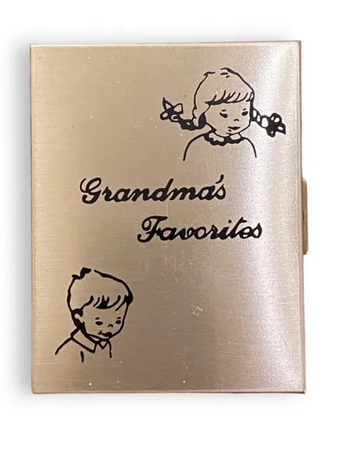 Vintage Brass Compact Picture Case Portable Travel Grandma Favorites