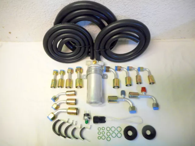 Universal  A/C Hose Kit, Rat Rod,General Use W/Aluminum Drier & Binary Switch