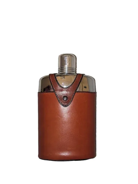 Vintage 8 Oz Bosca American Leather Glass Belt Flask