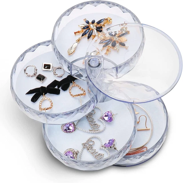 CONBOLA Jewelry Organizer, Small Storage Box Earring Holder for Clear