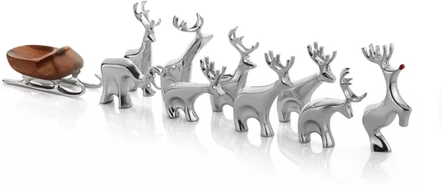 Nambe Holiday Collection Dasher Reindeer Set 3 Piece Figurine Set 3