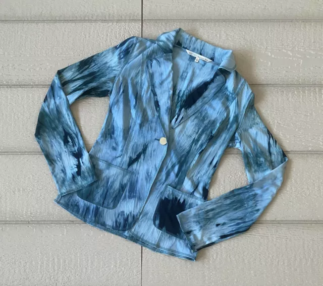 RACHEL Rachel Roy Long Sleeve Blazer Jacket Tie-Dye Blue Size 4