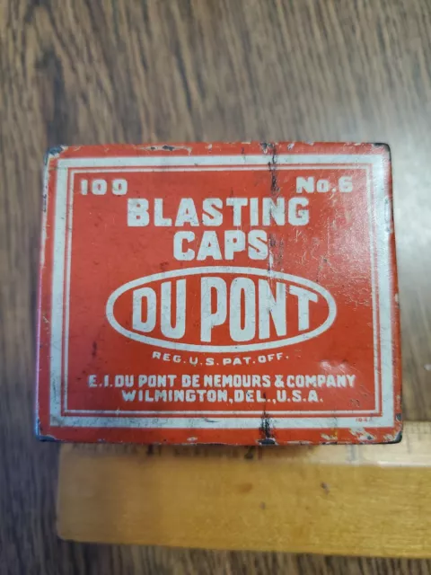 Dupont No. 6 100 Blasting Cap Tin Empty - Mining - Explosives - Wilmington, Del.