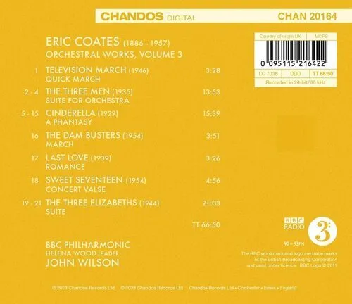 Eric Coates : Eric Coates: Orchestral Works - Volume 3 CD (2023) ***NEW***
