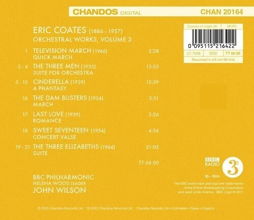 Eric Coates : Eric Coates: Orchestral Works - Volume 3 CD (2023) ***NEW***