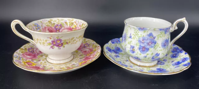 Vintage Royal Albert Bone China England Teacup Saucer 4pc Set Floral VG/EX