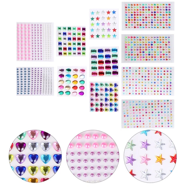 11 Hojas Joyas Pegatinas Hágalo usted mismo Cristal Diamante Acrílico Pegatinas Uñas Niño