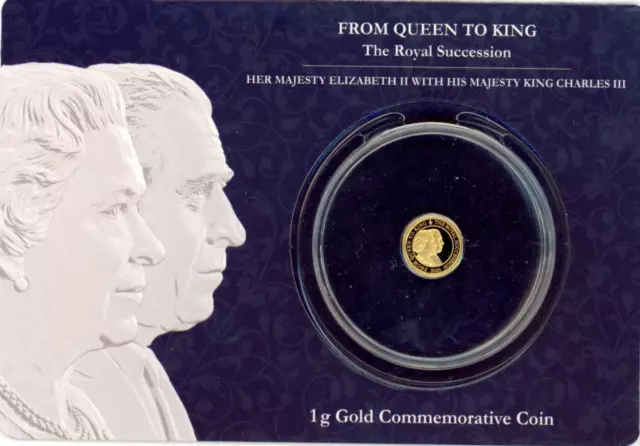 From Queen to King 1 Gram Gold Barbados 2022 Gold Coin with Coincard *PL*