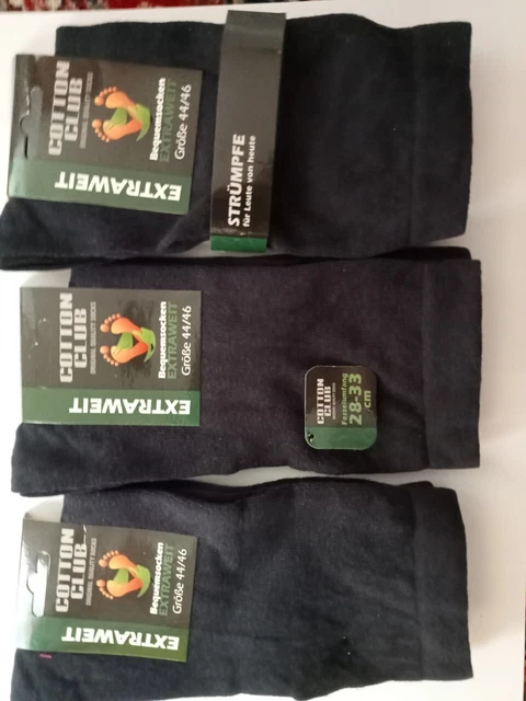 3 P Herren Diabetiker Socken Extra Weiter Super Sensibler Bund Dunkelblau 39-46