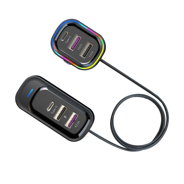 Chargeur Moto USB Double Port 18W QC3.0 + 30W PD Type-C - Étanche IP65 - Pour Guidon - Avec Câble Ressort USB-C 5A