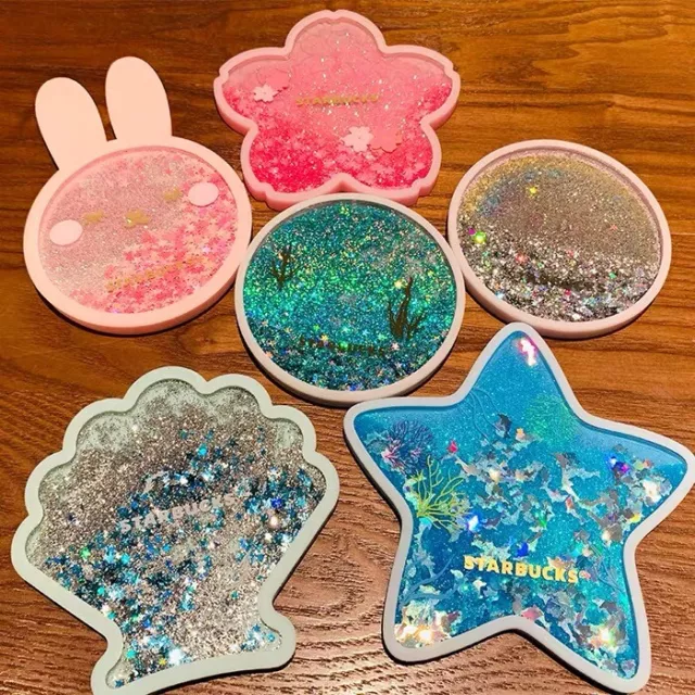 Starbucks Sakura Star Quicksand Coaster Silicone Cup Mug Insulation Cushions Mat