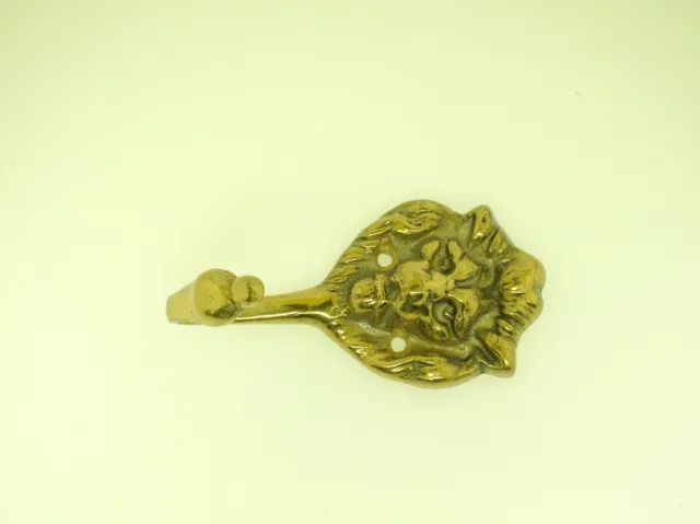 Vintage Solid Brass Lion Head Wall Coat Hook-3 1/2" Tall More Then One Available 2