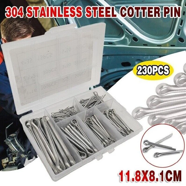 230 STCK. 304 Edelstahl Back Pin Sortiment Set Split Pin Value Kit D