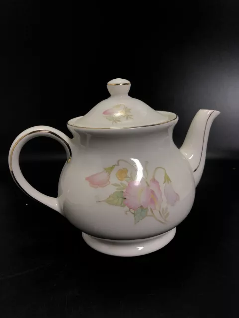 Windsor Teapot Sadler England Pink & Green Floral Gold Trim