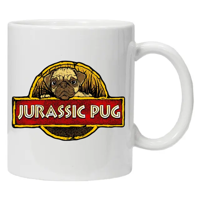 Jurassic Pug Dog Lover Park T-Rex Parody Funny Coffee Mug Tea Cup Double Sided