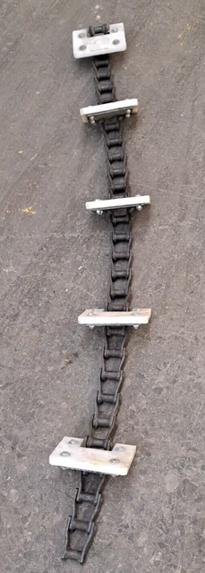 #240H Clean Grain Elevator Chain 75" Long 2" Pitch 3-1/2" Ow 2" Iw 5 Paddles