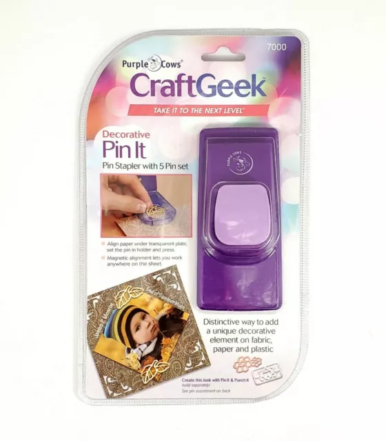 Purple Cows Craft Geek Decorative Pin It Pin Stapler with 5 Pins