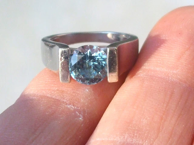 Bague Ancienne Art Déco En Argent Massif Avec Une Superbe Topaze - Chevalière Vintage - Occasion