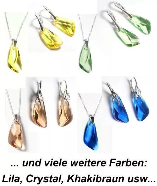 Schmuck-Set Silber 925 mit Swarovski® Kristallen Wing Flügel Hals-Kette+Ohrringe